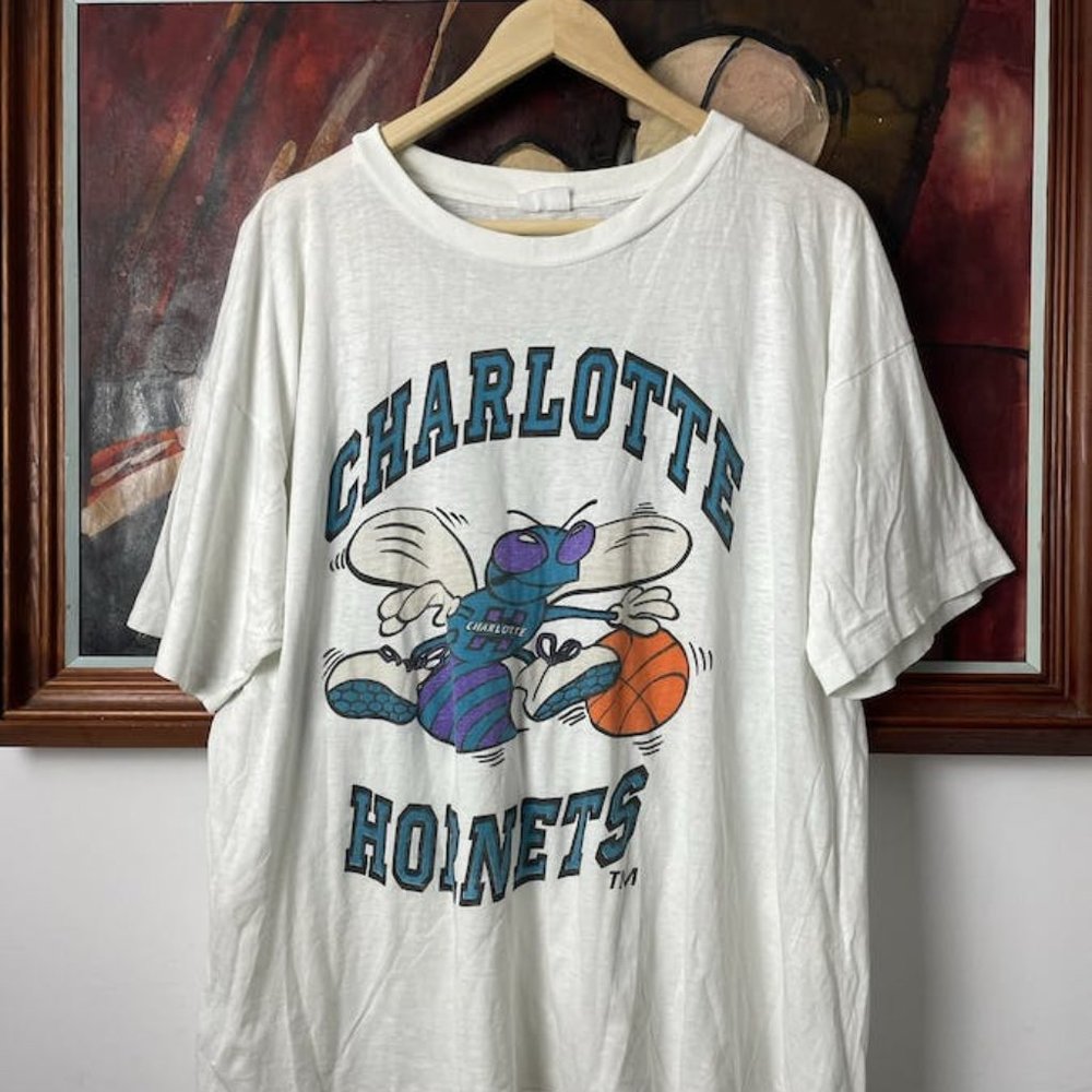 80s Nba Charlotte Hornets Basketball Single Stitch Tee Rare